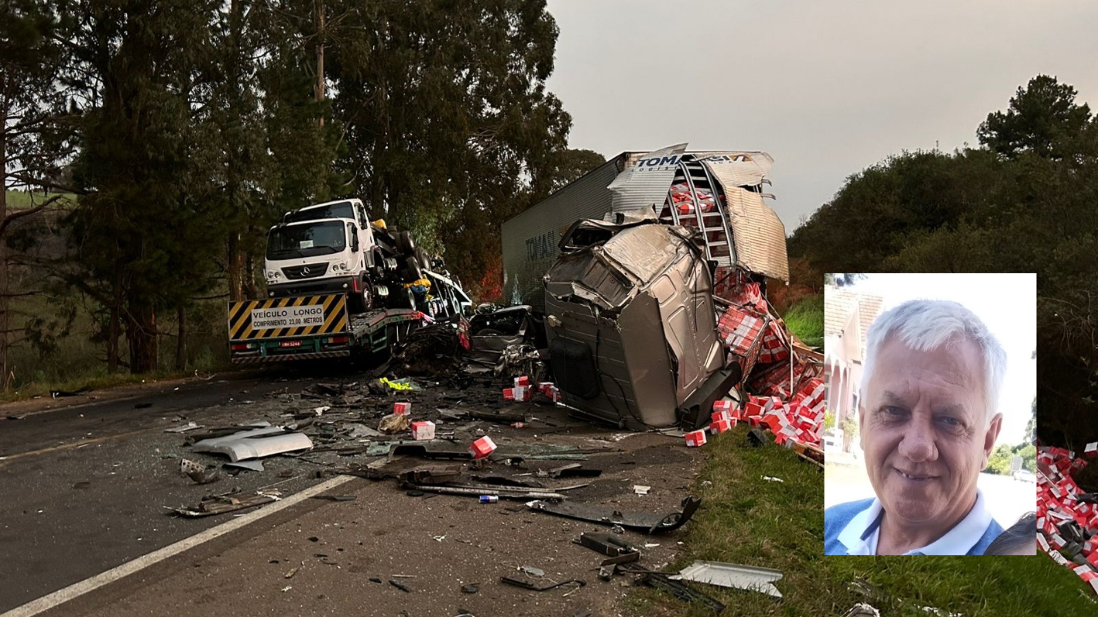 Adelar Bordin é o motorista, vítima fatal, do acidente na BR-116 em Vacaria